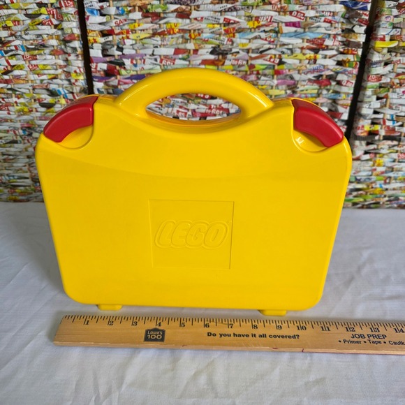 Lego Other - LEGO Yellow Plastic Storage Carrying Case Organizer with Red Latches Handle